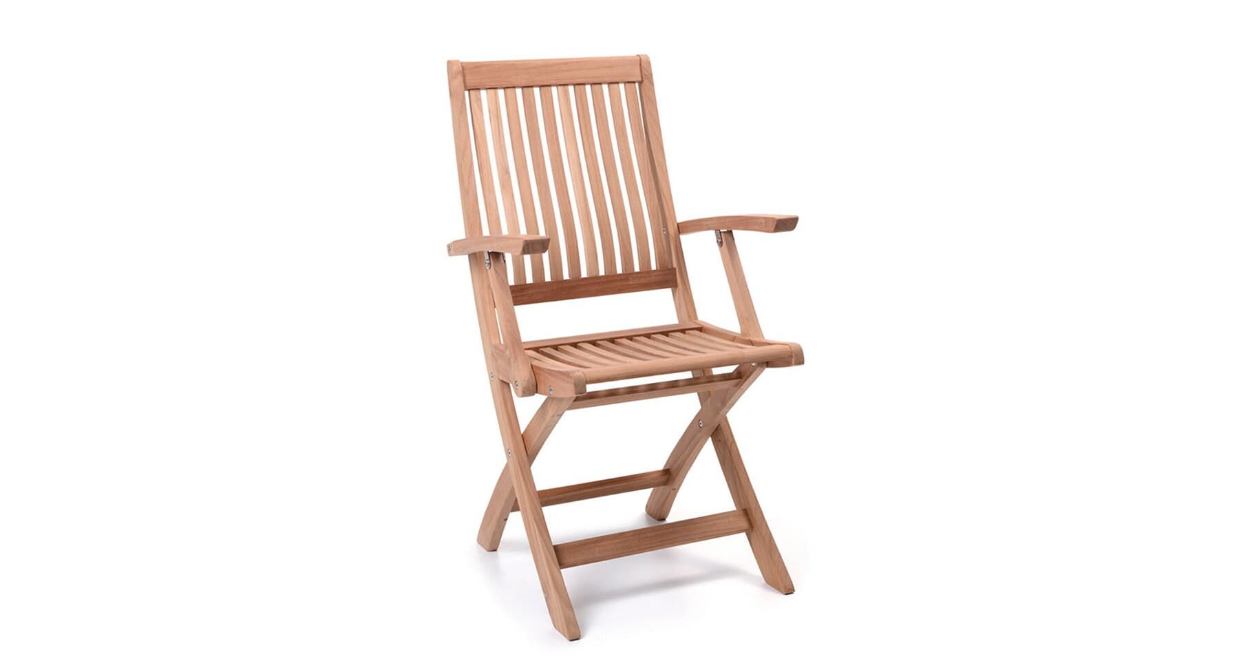 Lot de 2 chaises pliantes avec accoudoirs en teck massif York