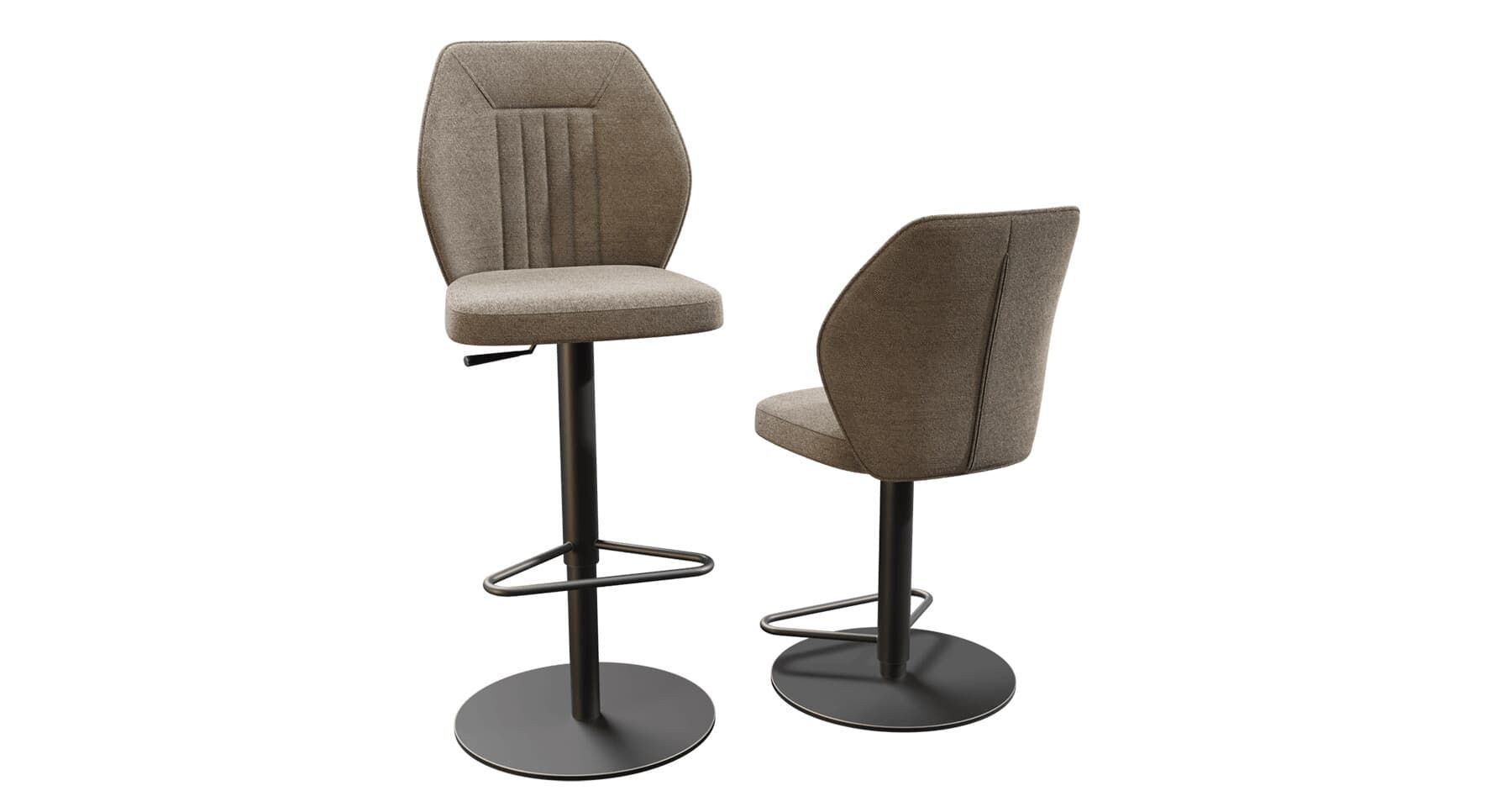 Lot de 2 tabourets de bar pivotants réglables avec dossier ergonomique gris