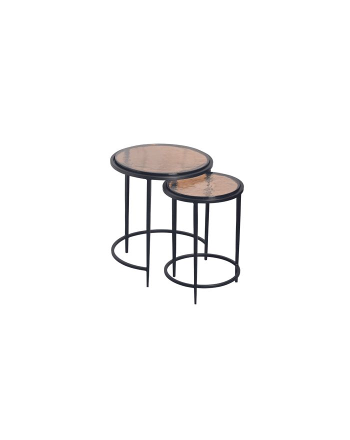 Table D'appoint Ronde MAHANCRIS Réglable – Anneau Lumineux RGB, Sous-verre – 48,5-68 Cm, Marron Rustique, Plateau 32x32 Cm