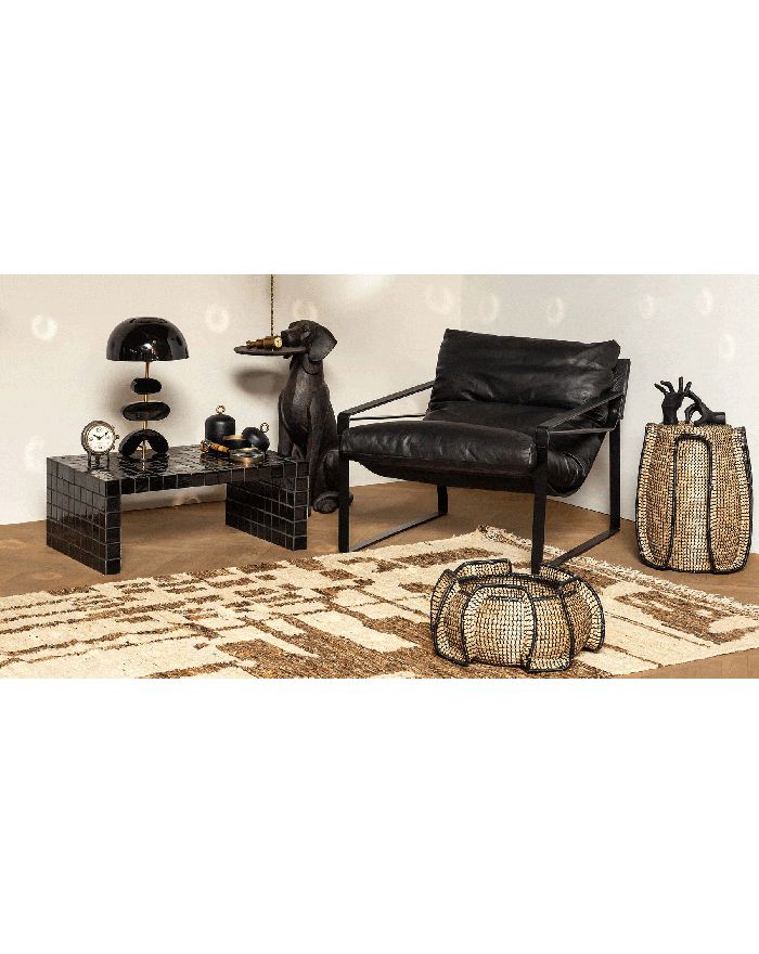 Fauteuil lounge en cuir noir Gabor - 2