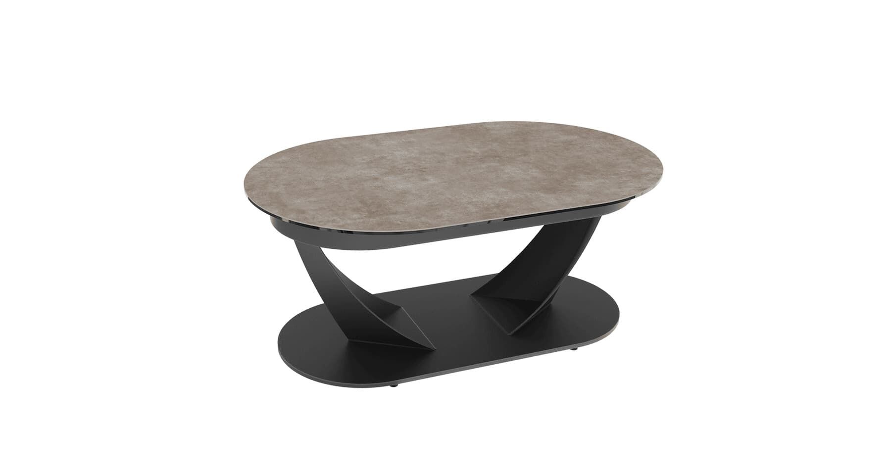Table basse céramique avec plateaux ovales pivotants Kass