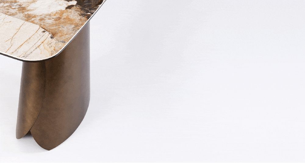 Console en céramique et pied effet cuivre brossé Patagonia