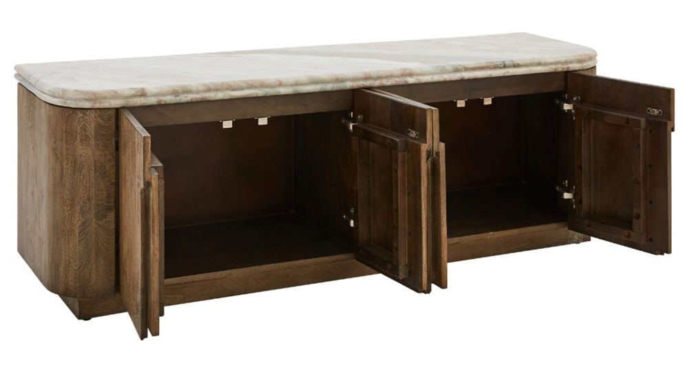 Meuble TV design bois et marbre Buren