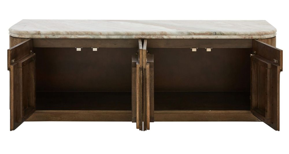 Meuble TV design bois et marbre Buren