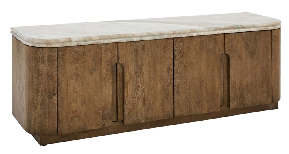 Meuble TV design bois et marbre Buren