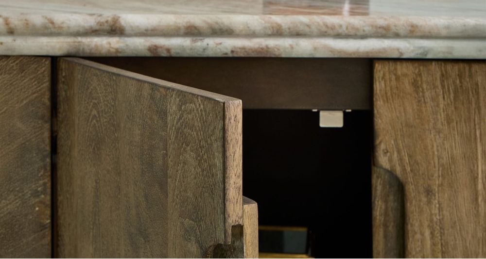 Meuble TV design bois et marbre Buren