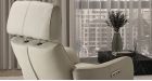 Fauteuil relax cuir électrique gris perla - 7