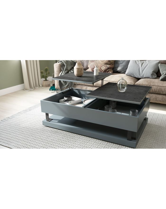 Table basse relevable 2 plateaux Hambourg gris foncé - 6