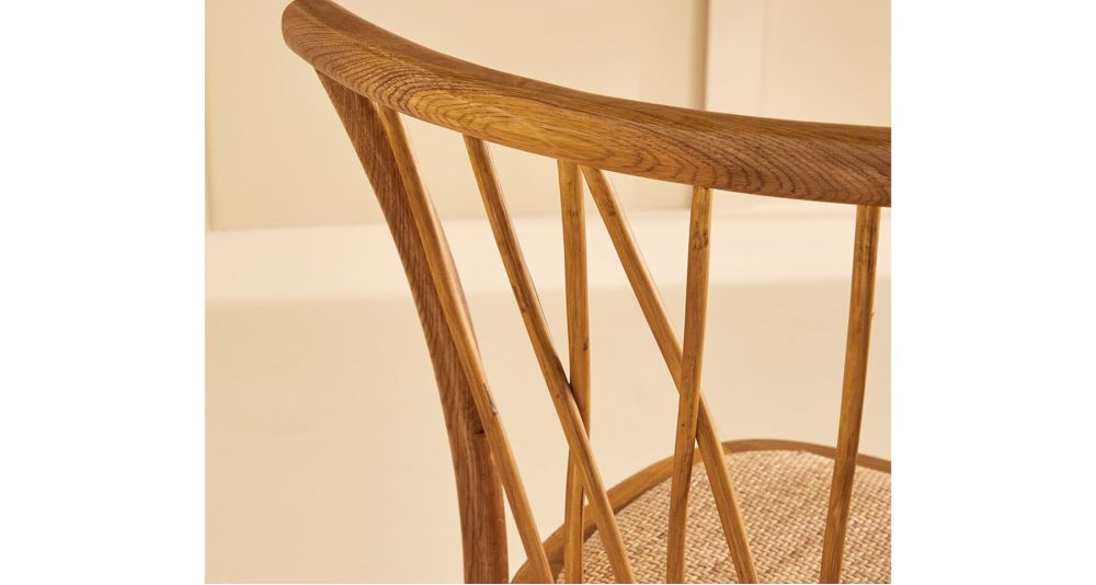 Lot 2 chaises en chêne et assise rotin Adèle