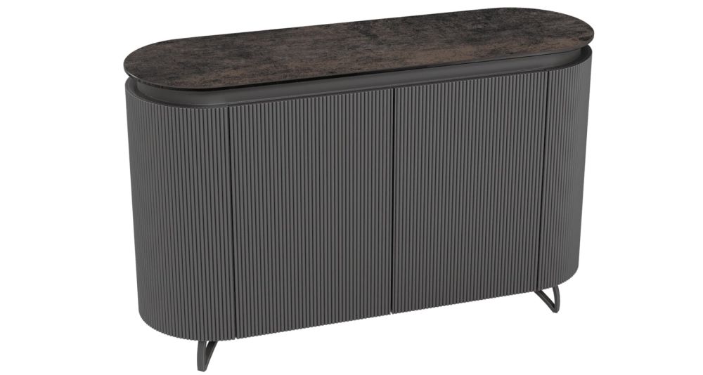 Buffet bois cannelé et céramique Cécile