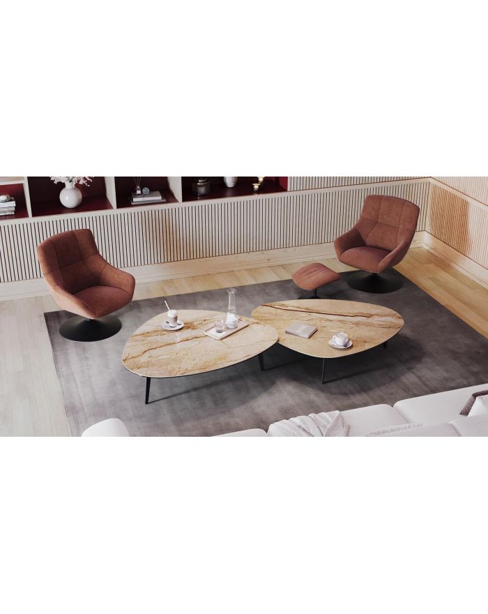 Grande table basse galet Gloria - 38 cm - Céramique Breccia - 4