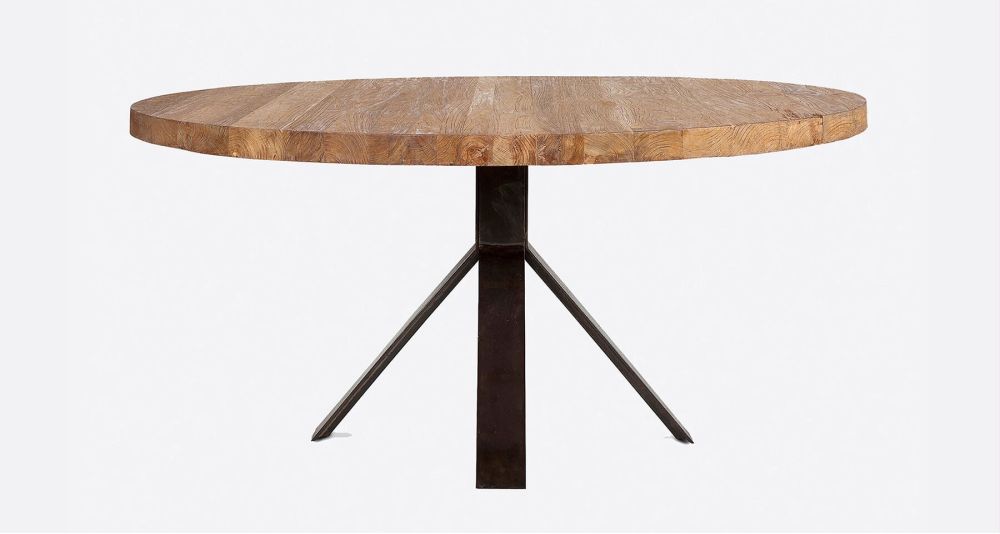 Table ronde en teck massif recyclé Jati