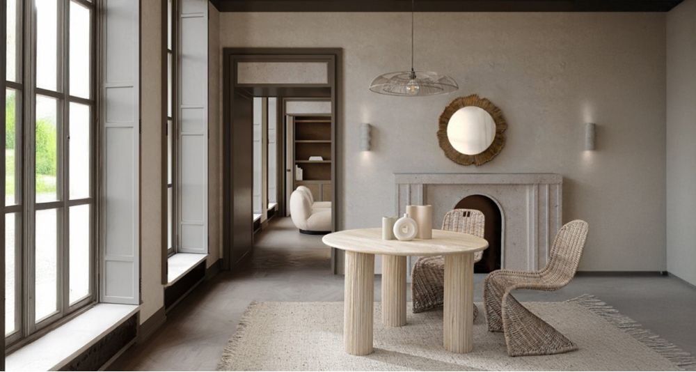 Table ronde 120 cm à pieds cannelés Dacca