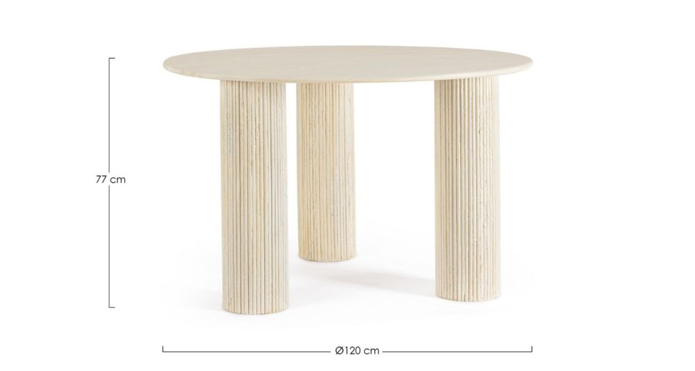Table ronde 120 cm à pieds cannelés Dacca