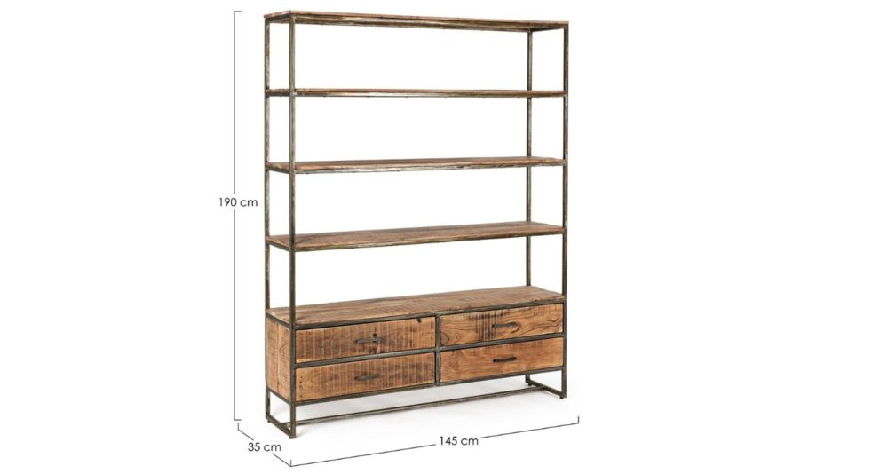 Etagère 4 niveaux en bois et métal Elmer