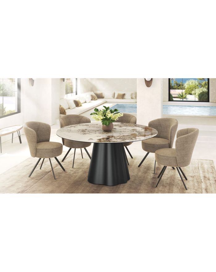 Table repas Paola diamètre 160 cm - Marbre doro - 2