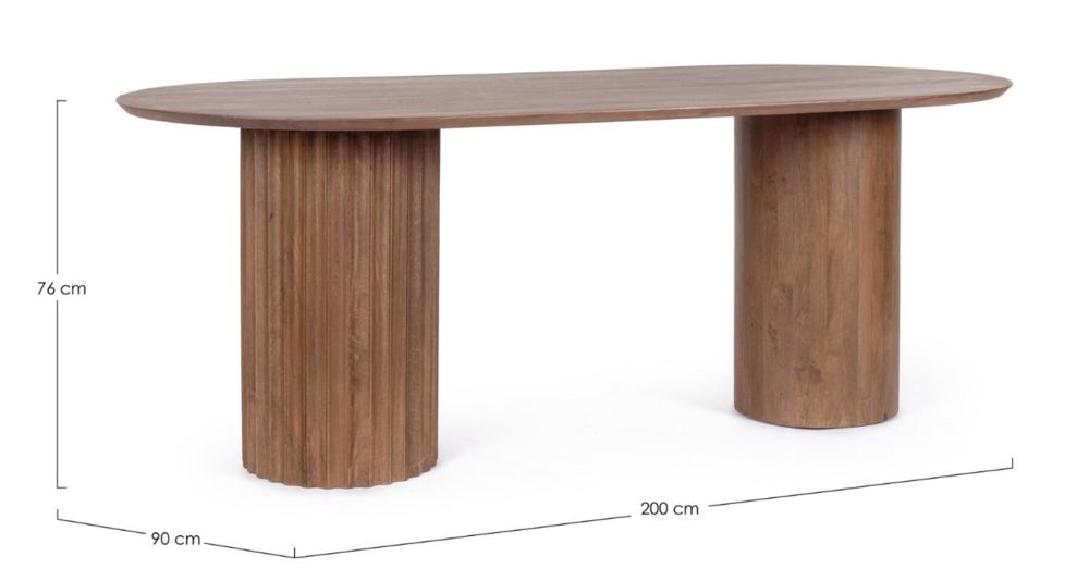 Table Orissa 200 x 90 cm en bois, repas 6 personnes chaleureux