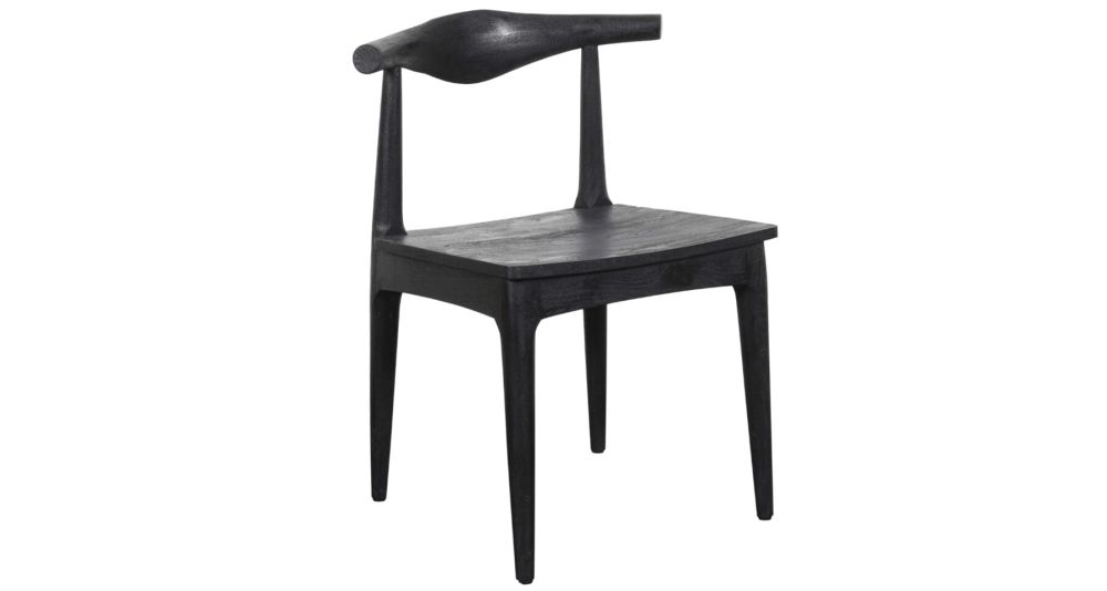 Lot de 2 chaises Lucien en acacia noir, style graphique