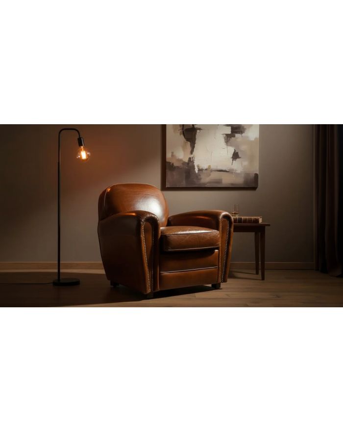 Fauteuil club en cuir pleine fleur marron Richmond - 3