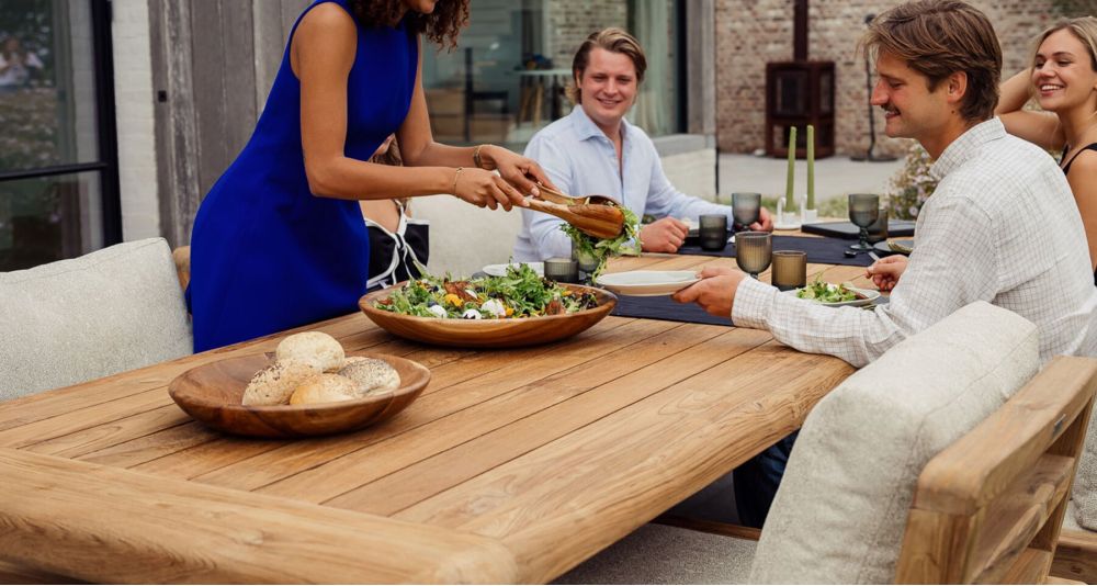 Table repas basse en teck recyclé Susan