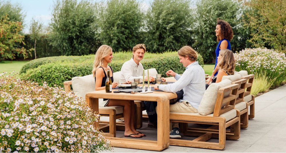 Table repas basse en teck recyclé Susan
