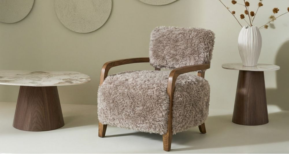 Fauteuil en fausse fourrure style contemporain Gengis