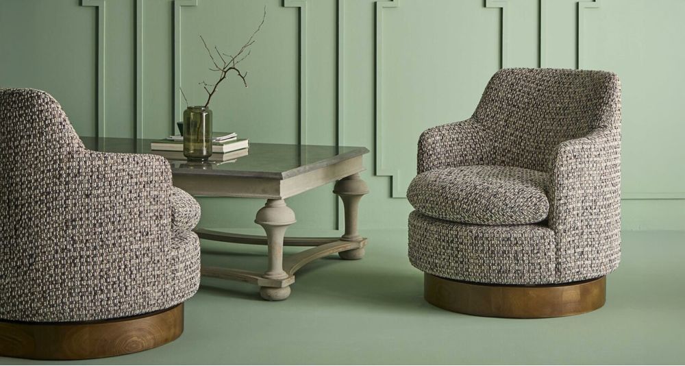 Fauteuil pivotant en tweed Sinclair