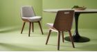 Chaise beige et bois finition noyer Nico - 1