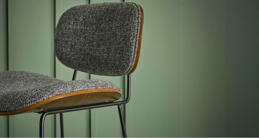 Chaise de comptoir tissu gris vintage Olympia