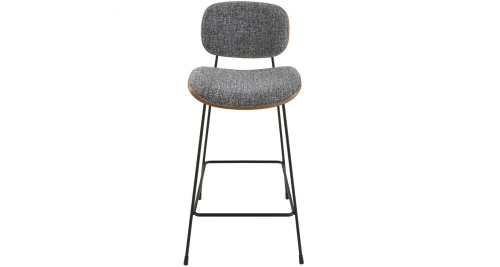Chaise de comptoir tissu gris vintage Olympia