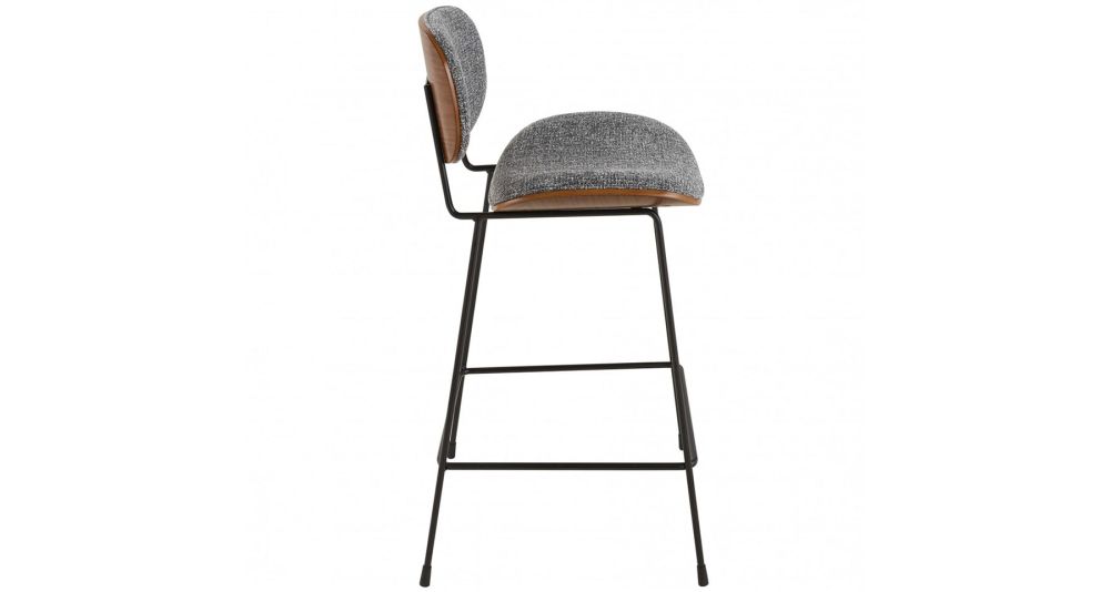 Chaise de comptoir tissu gris vintage Olympia