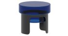 Table basse ronde Malcom en verre soufflé - Bout de canapé - Pied duo - Bleu - 1