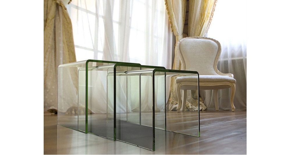 Table basse gigogne en verre haute résistance Tierce - 4 coloris