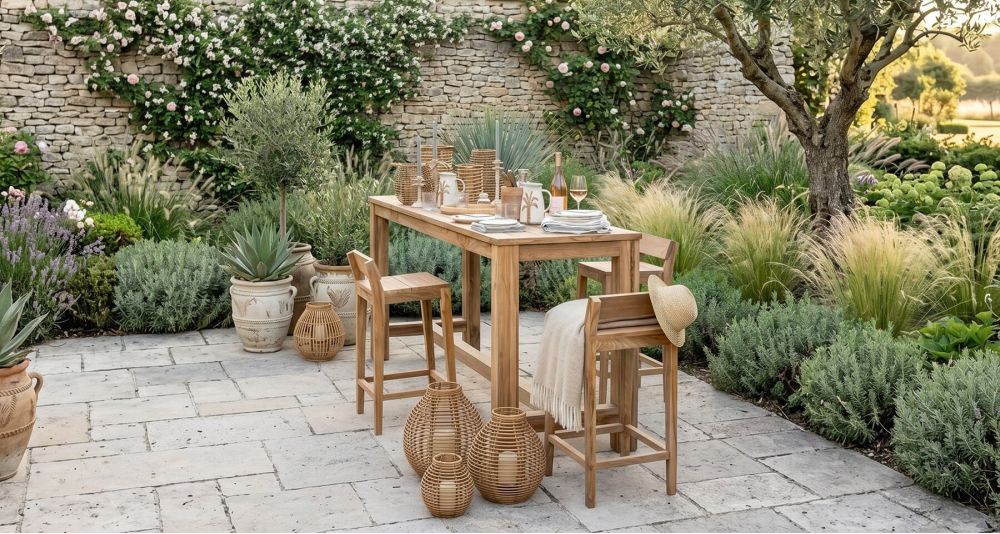 Lot de 2 chaises hautes de jardin Canggu