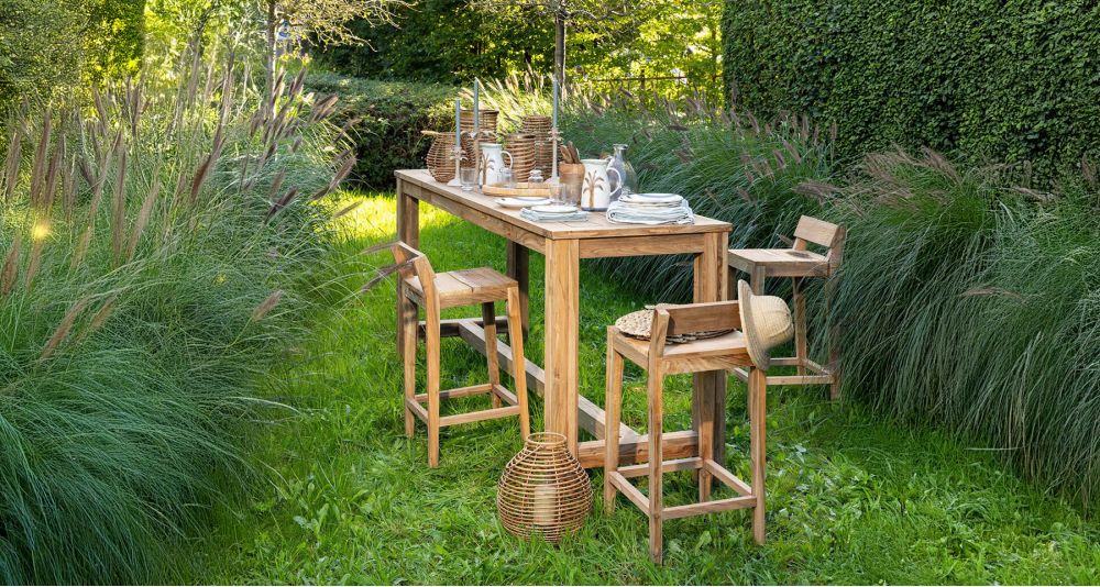 Lot de 2 chaises hautes de jardin Canggu