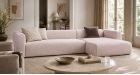 Canapé d'angle profond convertible Vegas - Family Bedding - ambiance - gris rosé
