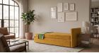 Lit gigogne haut de gamme Sottosopra - ambiance - tissu jaune - 1 seul accoudoir