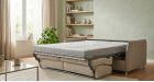Canapé-lit avec matelas épais Kreo beige - ambiance - avec lit déplié