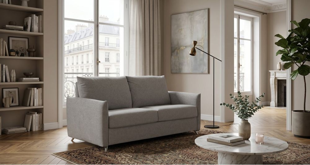 Canapé convertible 3 places gris Soft