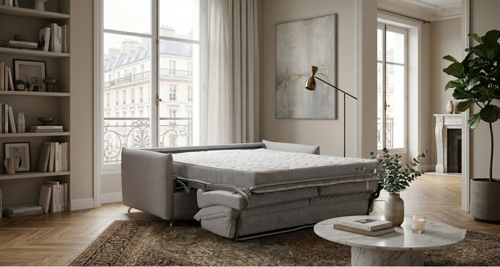 Canapé convertible 3 places gris Soft