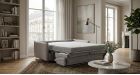 Canapé convertible 3 places gris Soft - ambiance - tissu gris - avec lit déplié