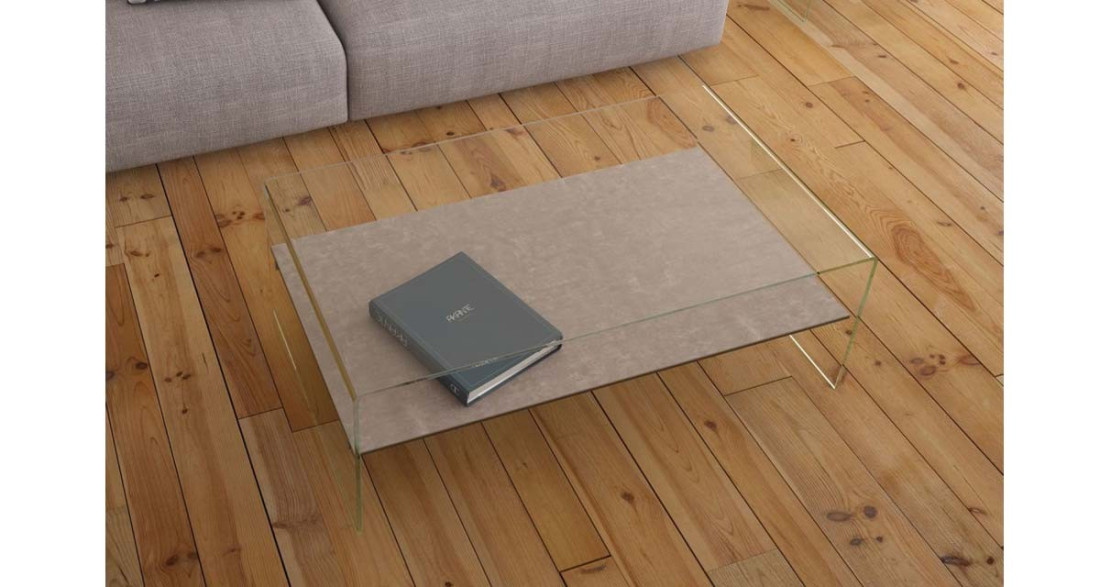 Table basse design contemporain à double plateau en verre Eleonore