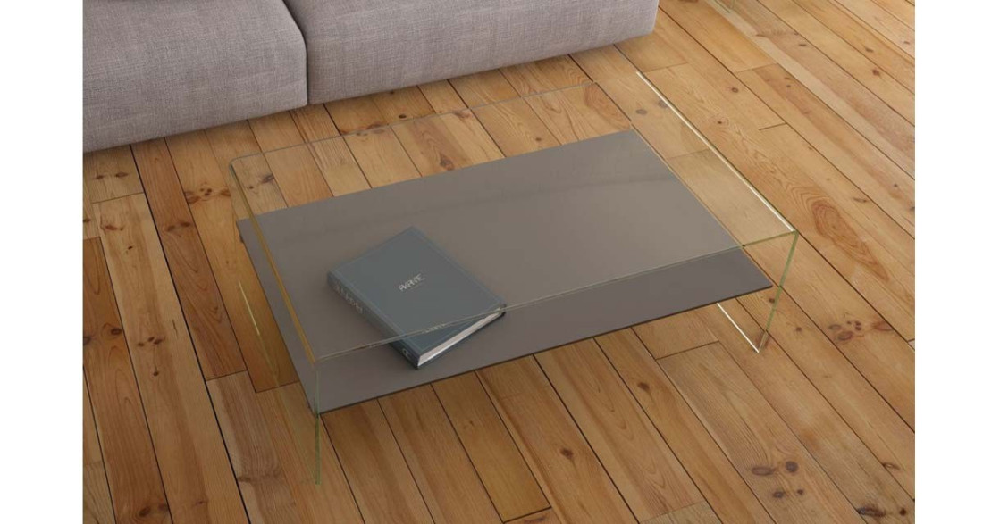 Table basse design contemporain à double plateau en verre Eleonore