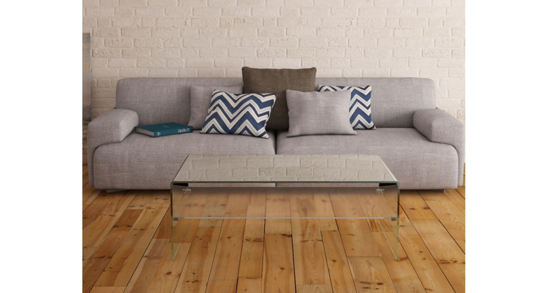 Table basse design contemporain à double plateau en verre Eleonore