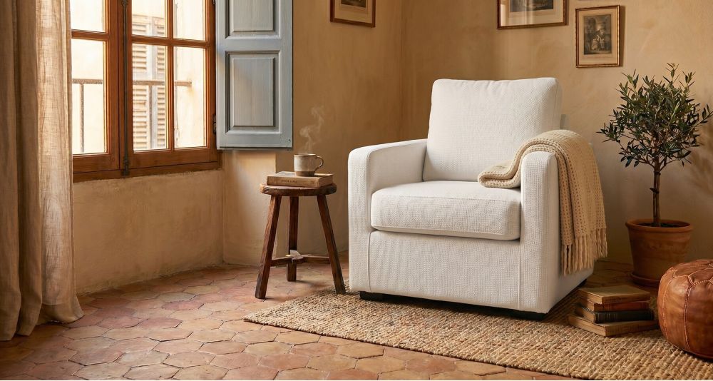 Petit fauteuil Hector compact, confort gain de place pour salon