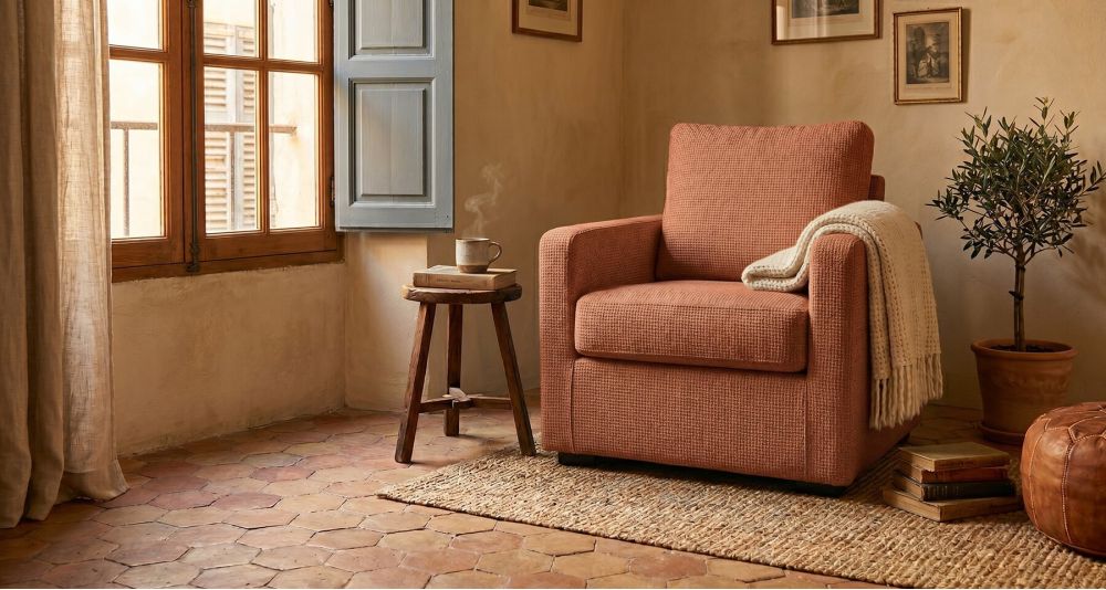 Petit fauteuil Hector compact, confort gain de place pour salon