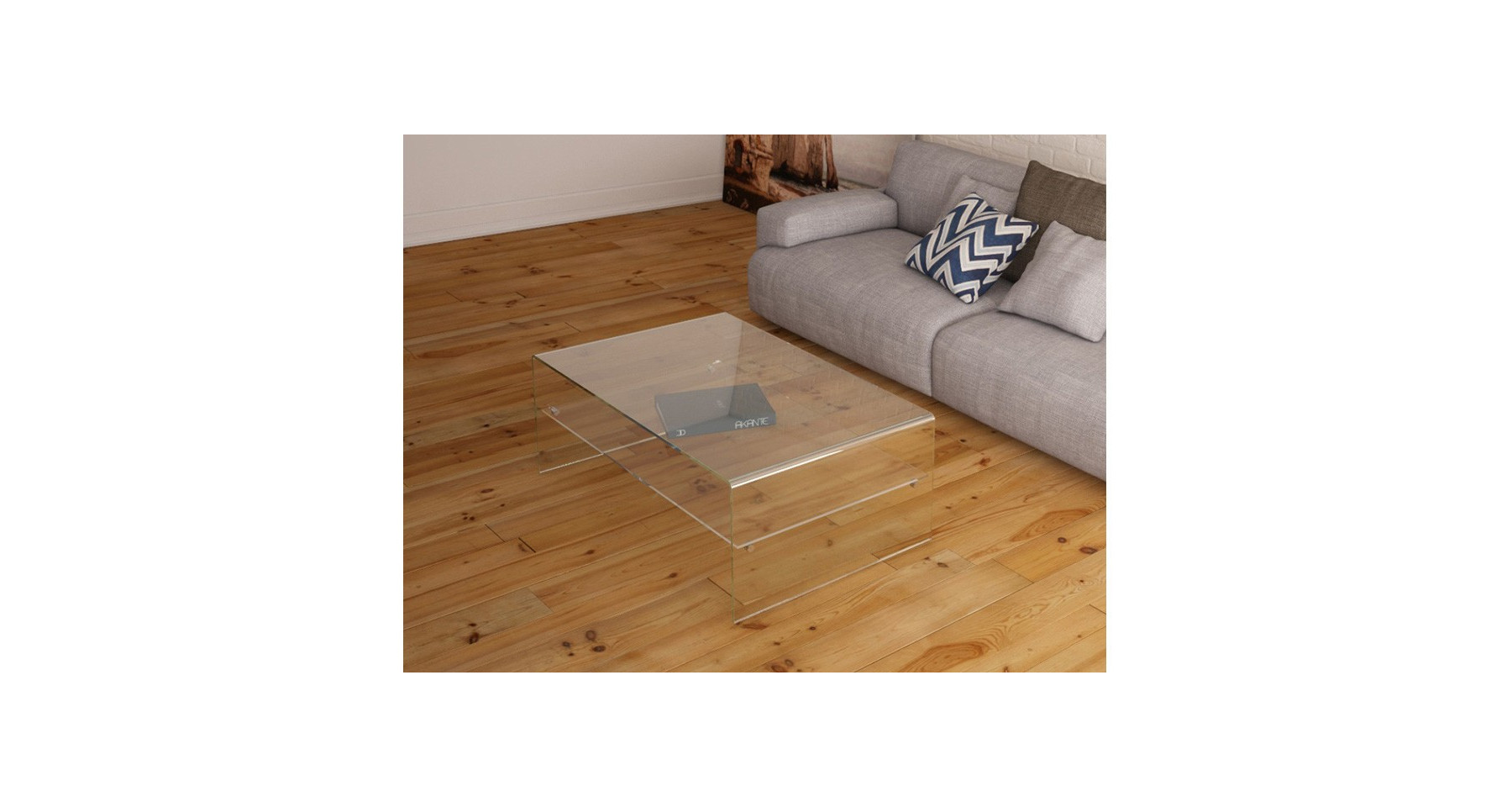 Table basse design contemporain à double plateau en verre Eleonore