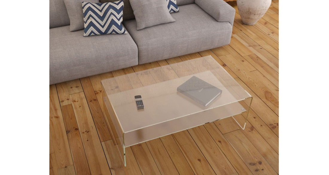 Table basse design contemporain à double plateau en verre Eleonore