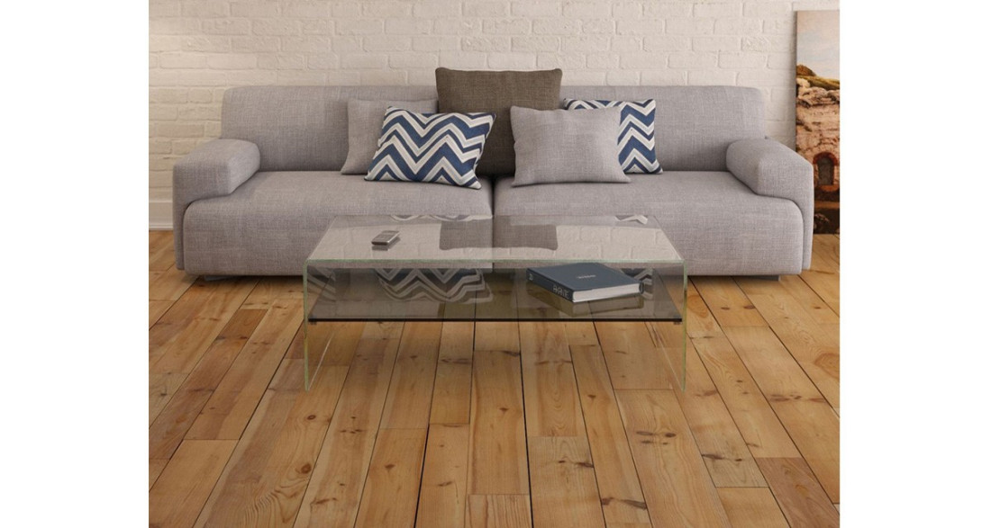 Table basse design contemporain à double plateau en verre Eleonore