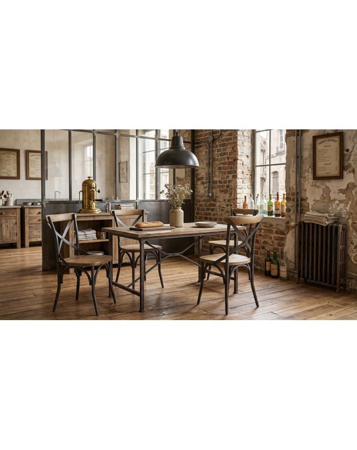 Chaise bistrot bois et métal Dallas